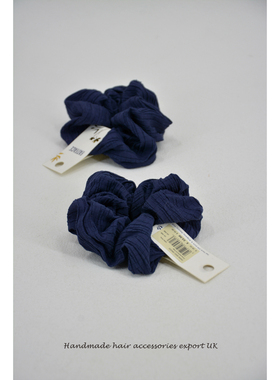 纯美英式／藏青蓝色／高工制／大肠发圈发绳头花／Navy Scrunchie