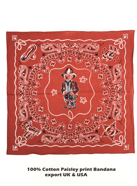 珍藏版美式经典小熊／棉质佩斯利印花小方巾丝巾头巾围巾 bandana