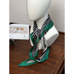 日本原创/高规真丝斜纹绸双面印花菱形长巾飘带丝巾发带领巾围巾