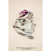 65%绵羊毛35%桑蚕丝／法式 手工双面印同花异色女士小方巾丝巾围巾