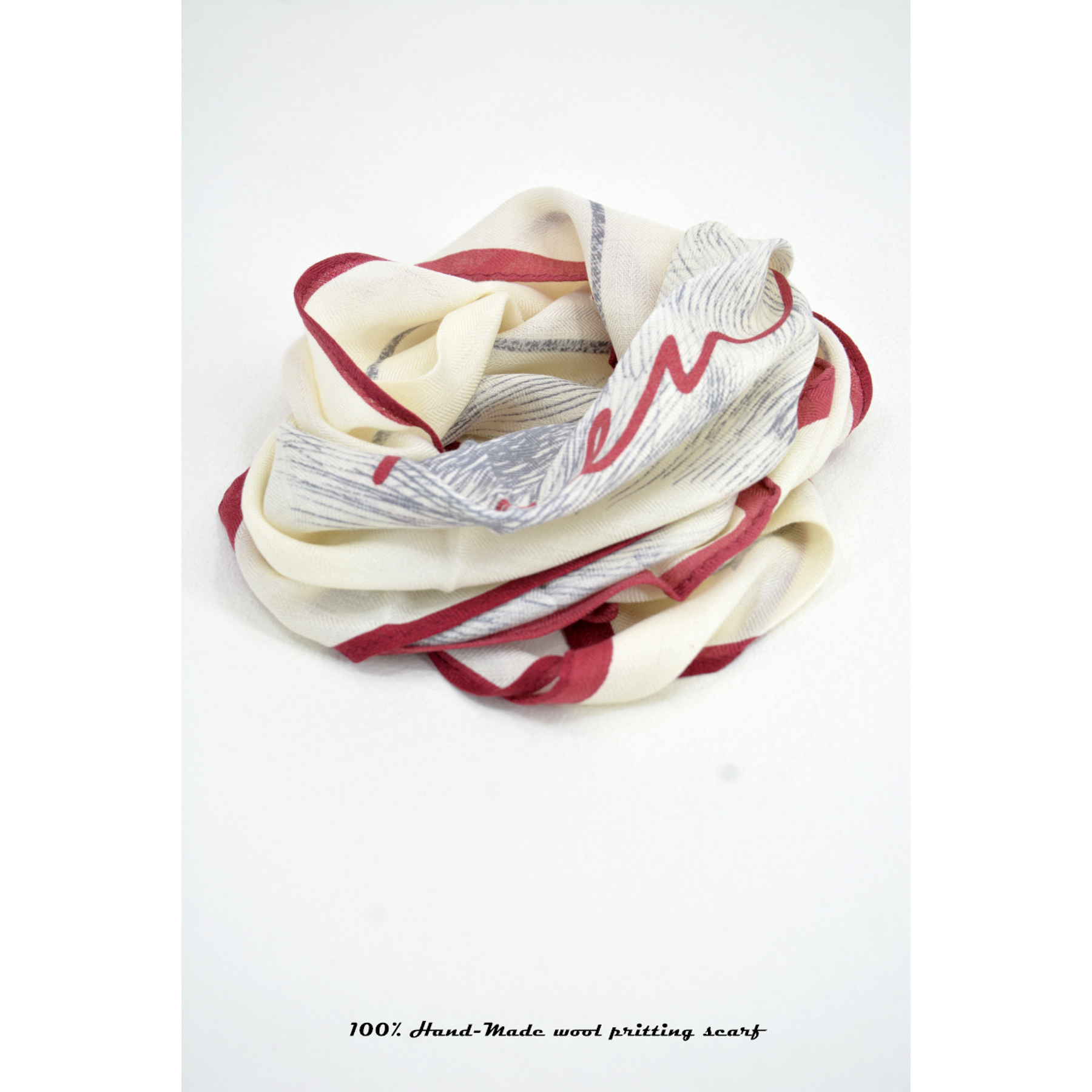 艺术线条女士纯羊毛印花丝巾围巾