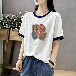 清仓捡漏夏季新款韩版宽松竹节棉短袖T恤女减龄显瘦百搭上衣潮