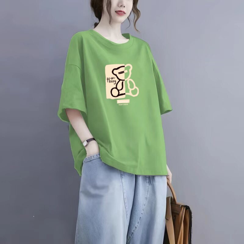 清仓捡漏纯棉短袖T恤女2026夏装宽松显瘦大码胖mm遮肚半袖上衣ins