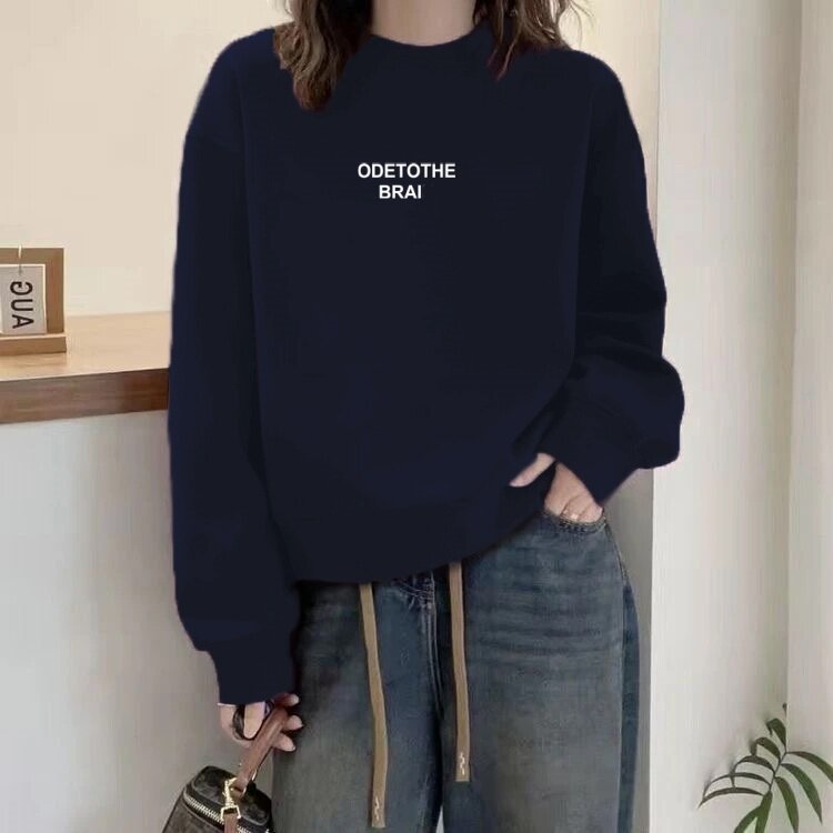 秋冬卫衣女加绒宽松圆领显瘦长袖外套百搭加厚上衣休闲套头外穿潮