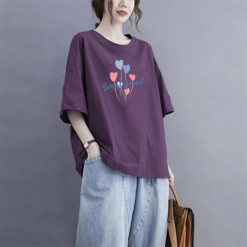 纯棉短袖T恤女减龄大码女装200斤时尚百搭宽松休闲洋气半袖上衣