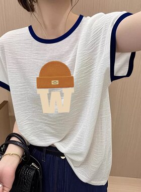 清仓捡漏～宽松纯棉短袖T恤女夏季显白大码遮肚显瘦上衣竹节棉