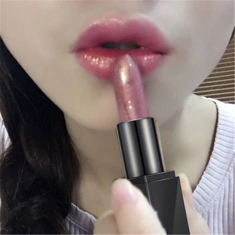 洋芋紫人鱼姬色口红金粉色珠光流沙豆沙粉色滋润显白偏光持久唇膏