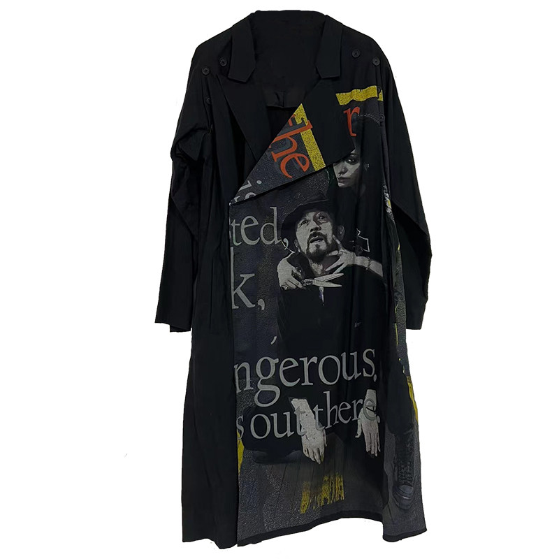 -EVANXX ORIGINAL YOHJI YAMAMOTO DARK WIND MURDER OLD MAN COAT WOOL TRENCH COAT JACKET