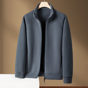 卫衣修身 立领抓绒衣拉链开衫 保暖外套军绿色 秋冬季 摇粒绒夹克男士