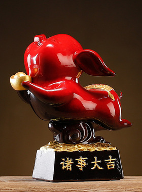 诸事大吉陶瓷福猪摆件招财猪生肖猪吉祥物客厅电视柜家居装饰礼品