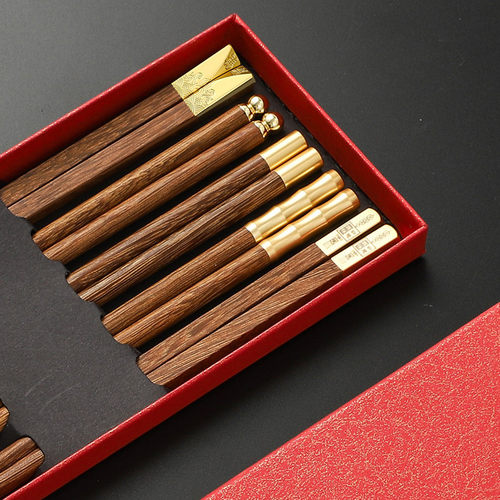 圆顶福中式筷子套装家用吉祥筷网红商超社区团购礼品快子刻字木质