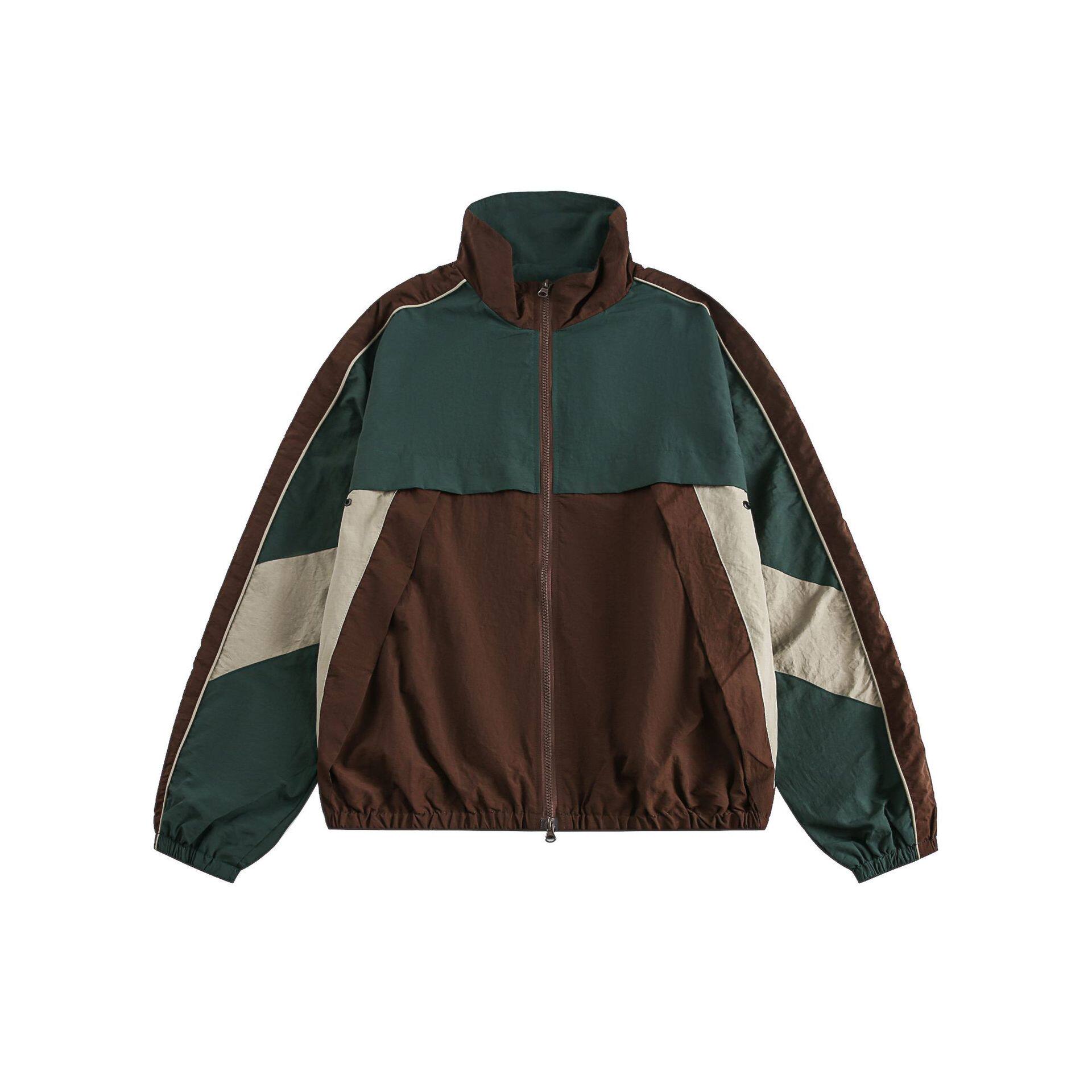 美式复古撞色拼接防风夹克男潮牌春秋季新款宽松休闲情侣运动外套