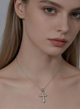 欧美跨境925纯银十字架项链女轻奢气质小众感男潮吊坠锁骨链现货
