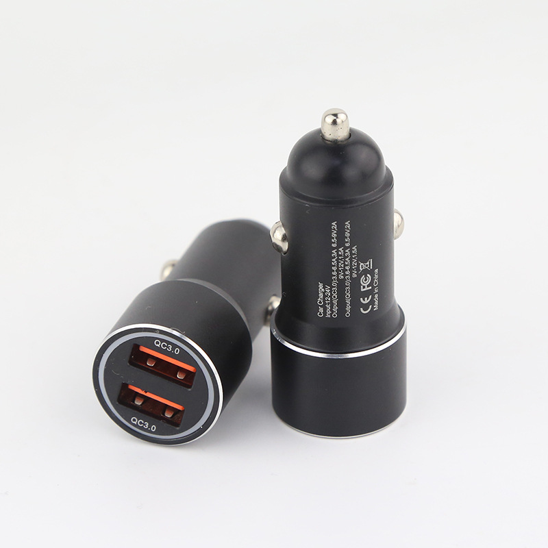 车充车载充电38W双USB超级快充QC3.0手机车充一拖二充电器转换头