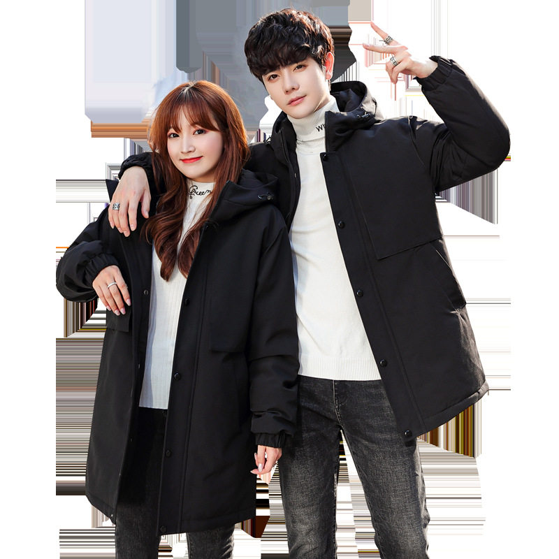 秋冬服男长款加厚户外休闲时尚青年学生潮流冬天保暖连帽外套现货