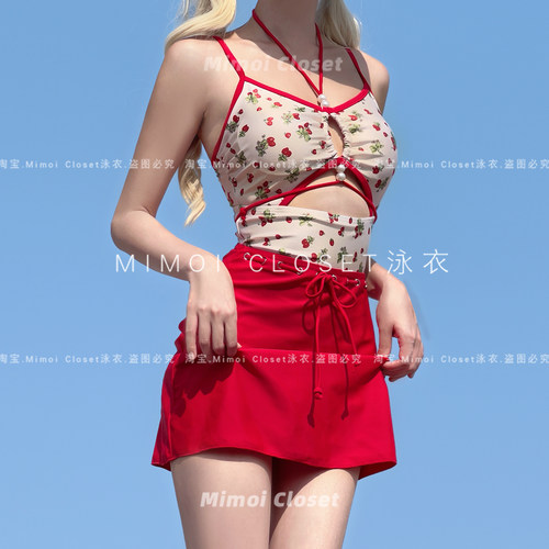 MimoiCloset仲夏莓语裙式泳衣女