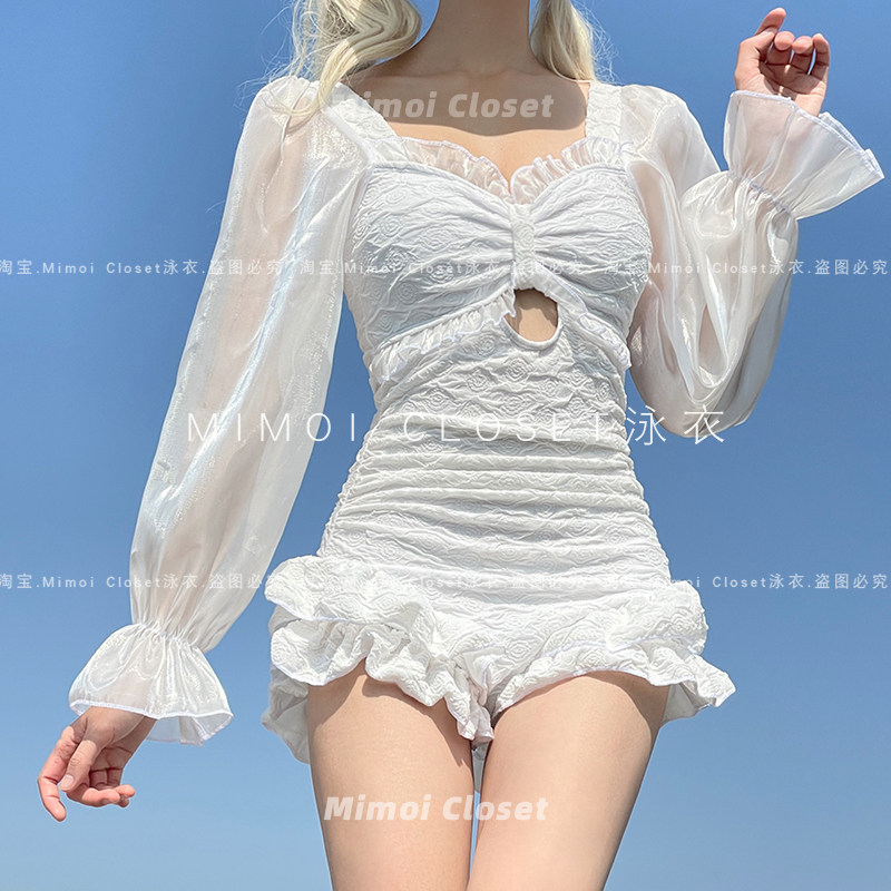 MimoiCloset长袖仙气少女泳衣女