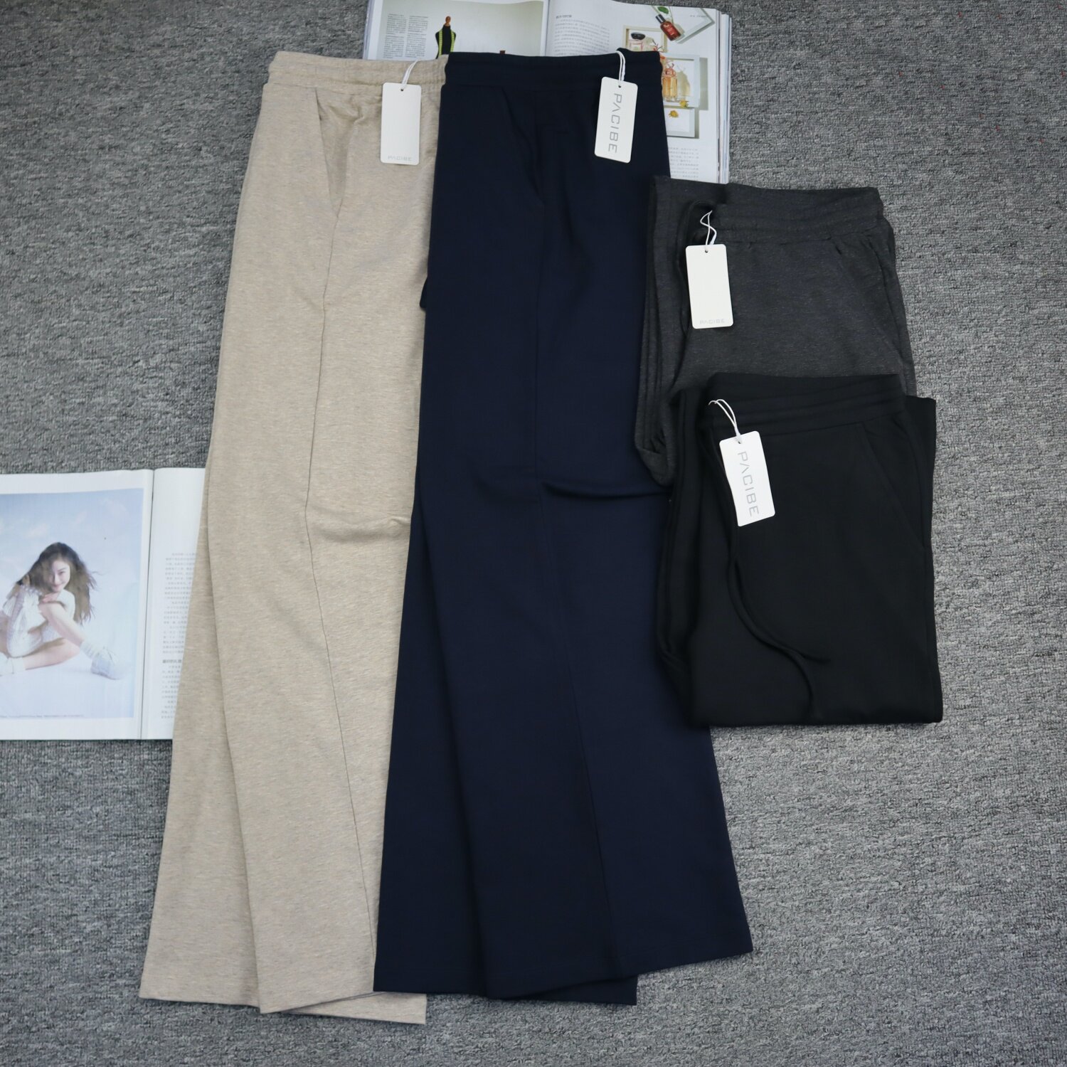 外贸原单 女裤直筒长裤秋季休闲裤中高腰女式百搭显瘦运动裤大码