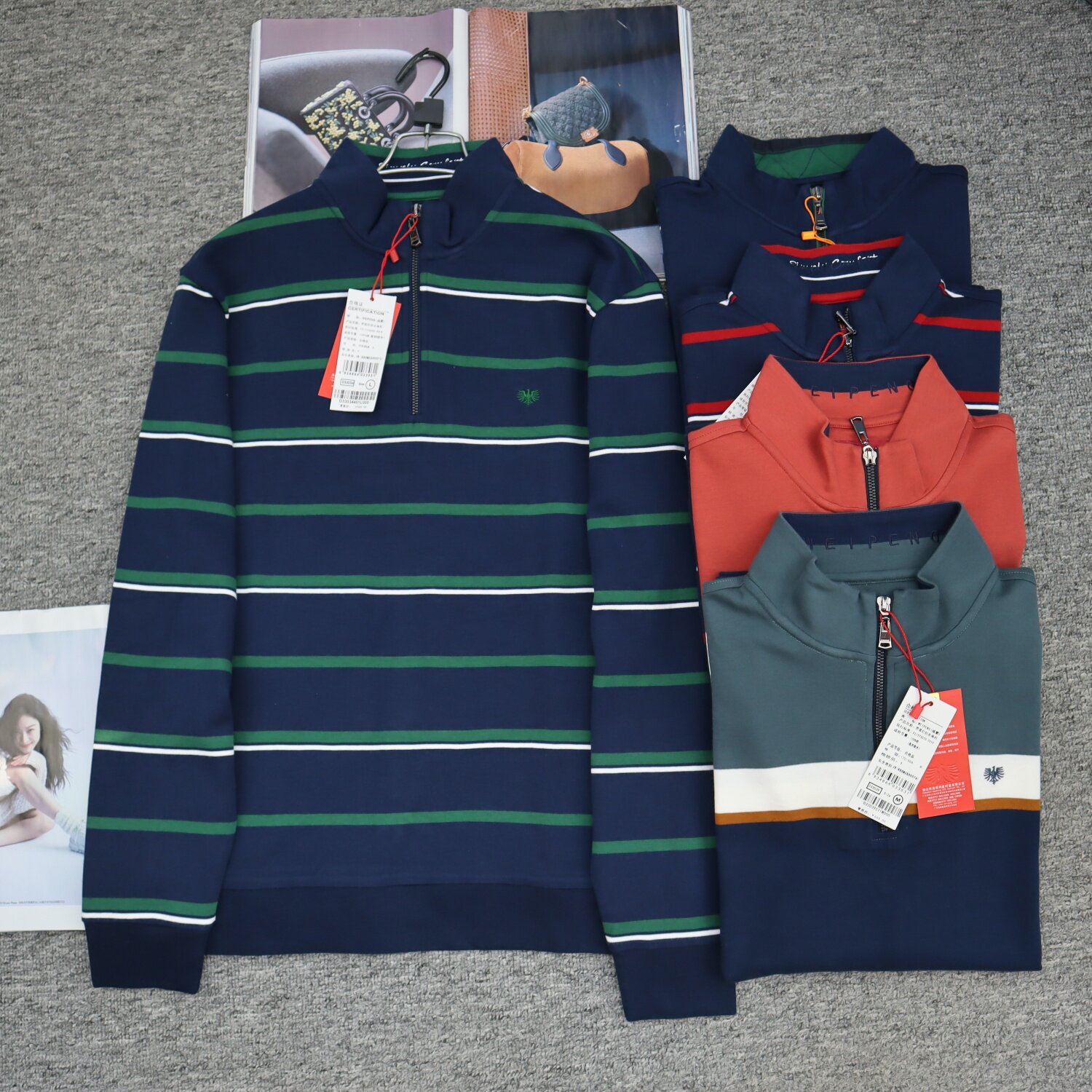 春装纯棉男式立领半拉链衫上衣休闲长袖宽松运动