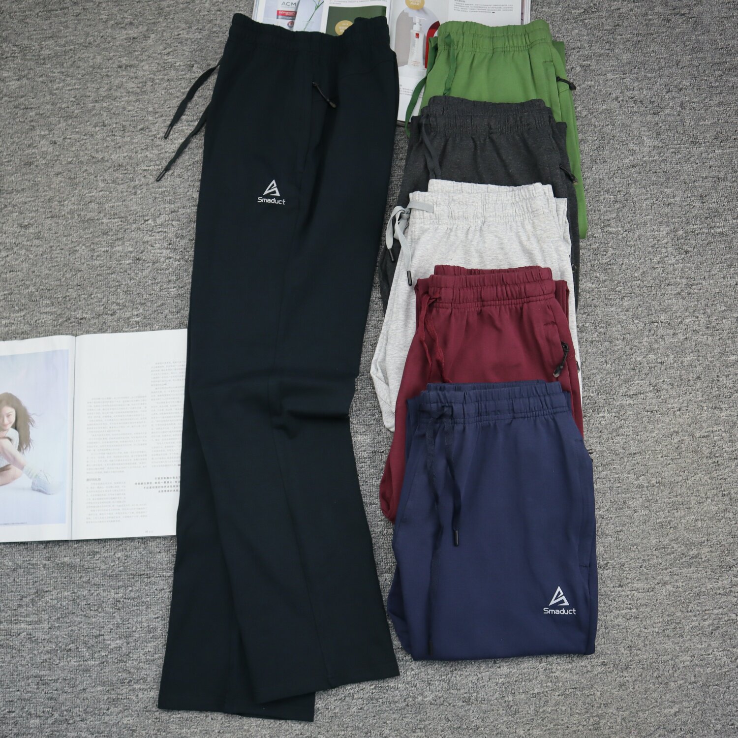 春夏季薄款直筒女裤中高腰卫裤宽松弹力棉休闲裤运动百搭中性长裤