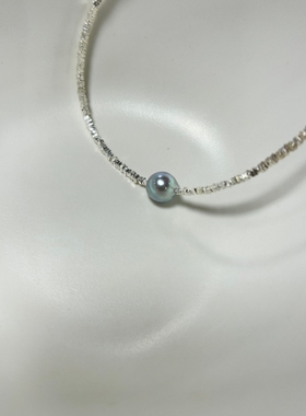 天然海水珍珠真多麻巴洛克灰色碎银子项链手链时尚流行纯银可调节