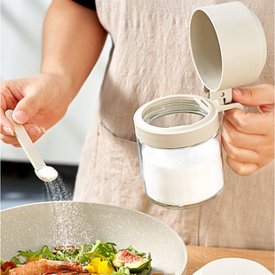 厨房调味瓶罐350毫升高岛易放带勺调料瓶加高盖防潮定量盐罐跨境