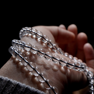 毕业级天然AA+级全净体白水晶多圈手链108佛珠念珠三圈多层高透亮