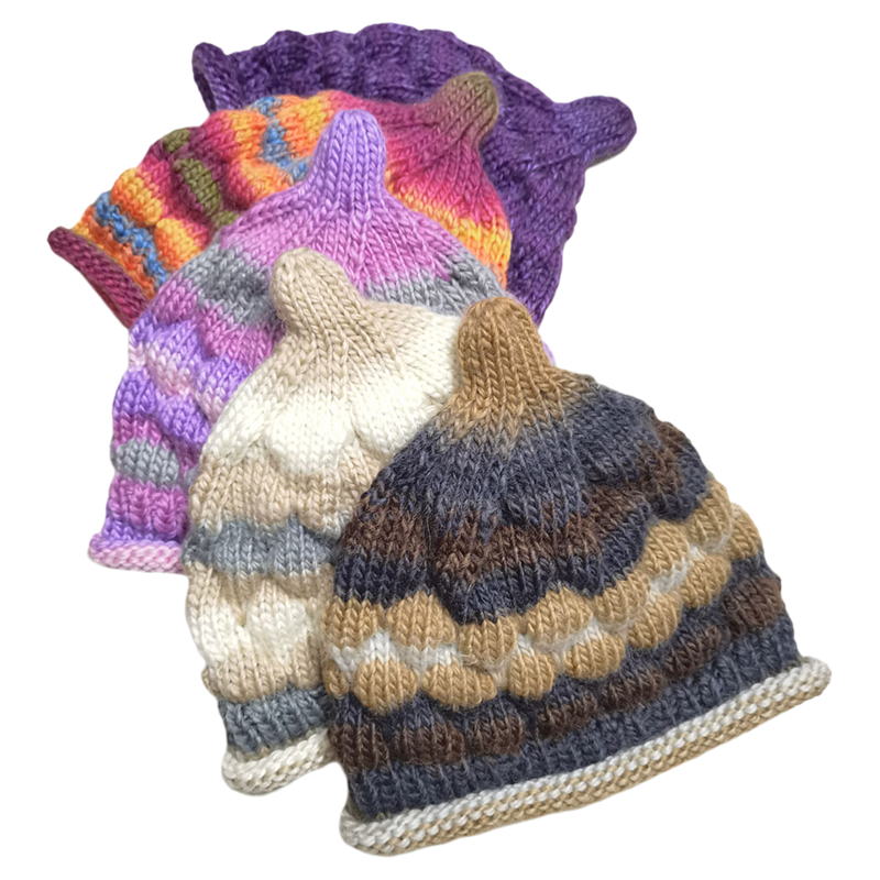 羊毛毛线纯手工女士针织毛线帽韩版加厚冬天保暖百搭卷边奶嘴帽子