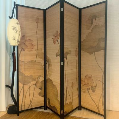 新中式屏风隔断客厅入户玄关办公室遮挡宋代美学折叠移动屏风竹编