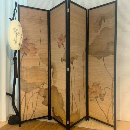 新中式屏风隔断客厅入户玄关办公室遮挡宋代美学折叠移动屏风竹编