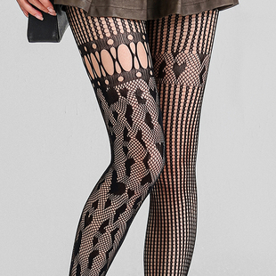 袜jk黑丝袜夏季 薄款 连裤 ab款 镂空复古爱心蕾丝渔网袜性感紫色美式