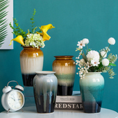 景德镇陶瓷台面小花瓶鲜花插干花现代简约玄关书房摆件水培客厅