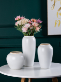 现代简约水培陶瓷花瓶摆件客厅插花水养鲜花白色北欧创意家居中式