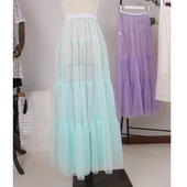 自制网纱半身裙外搭罩裙透视单层裙四季 die穿大摆纱裙 衬裙A字裙