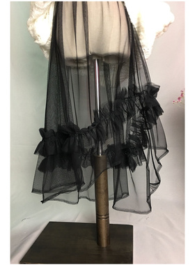 ins透视大摆荷叶边透明纱裙2025秋冬新网纱半身裙花边不规则半裙