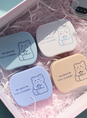 ins像鱼简约隐形眼镜盒子/伴侣护理盒美瞳盒/可来图定制/as340