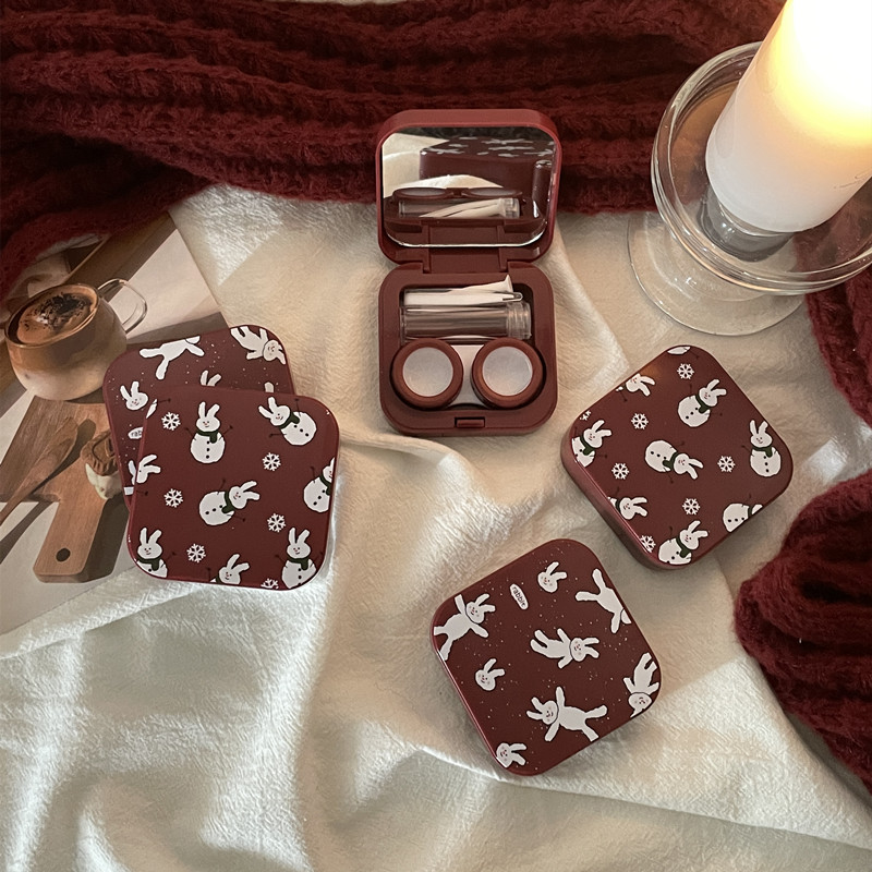 像鱼隐形眼镜盒小众设计感酒红