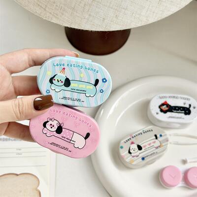 带镜子小众简约可爱隐形眼镜盒简约便携美瞳盒伴侣护理盒子B119