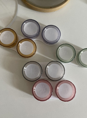 简约隐形眼镜盒双联盒透明彩色美瞳收纳盒单个双联可挑颜色as008