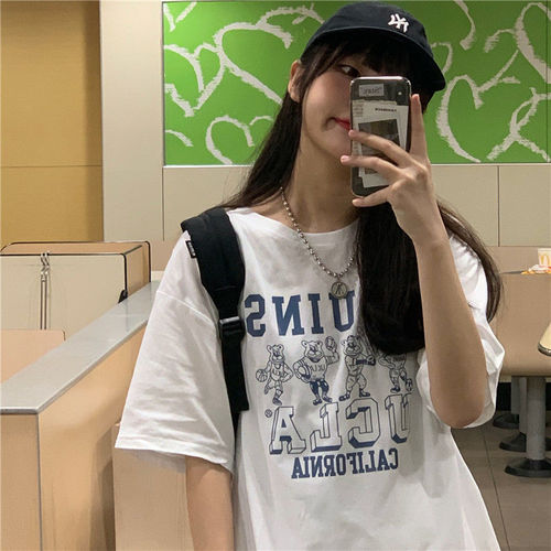 Summer white short sleeve BF windy clothes girl student Korean women's T-shirt