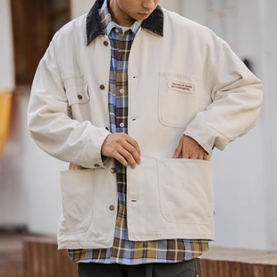 【清仓】PAXOM 秋冬复古水洗做旧多口袋工装夹克密歇根呢子棉外套