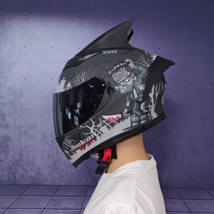 捷凯双镜片电动车头盔男越野跑盔电动车女士冬季全覆式帽全盔