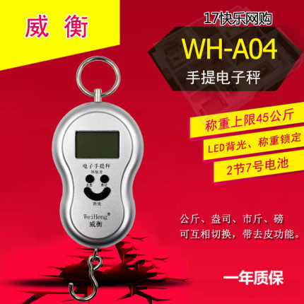 威衡 WH-A04 手提电子称 电子秤 厨房快递勾秤 买菜秤 45Kg