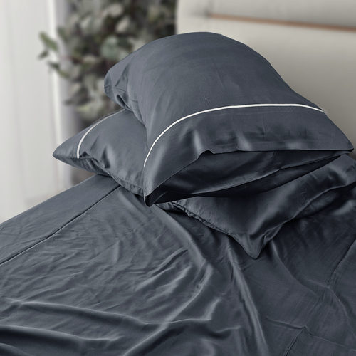 出口澳洲竹纤维床单枕套黑灰深色 外贸100支bamboo大码凉爽丝滑软