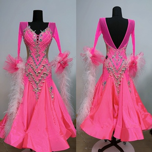 懒猫onue 高端定制摩登舞服国标舞交际舞连衣裙高级感贴钻比赛服