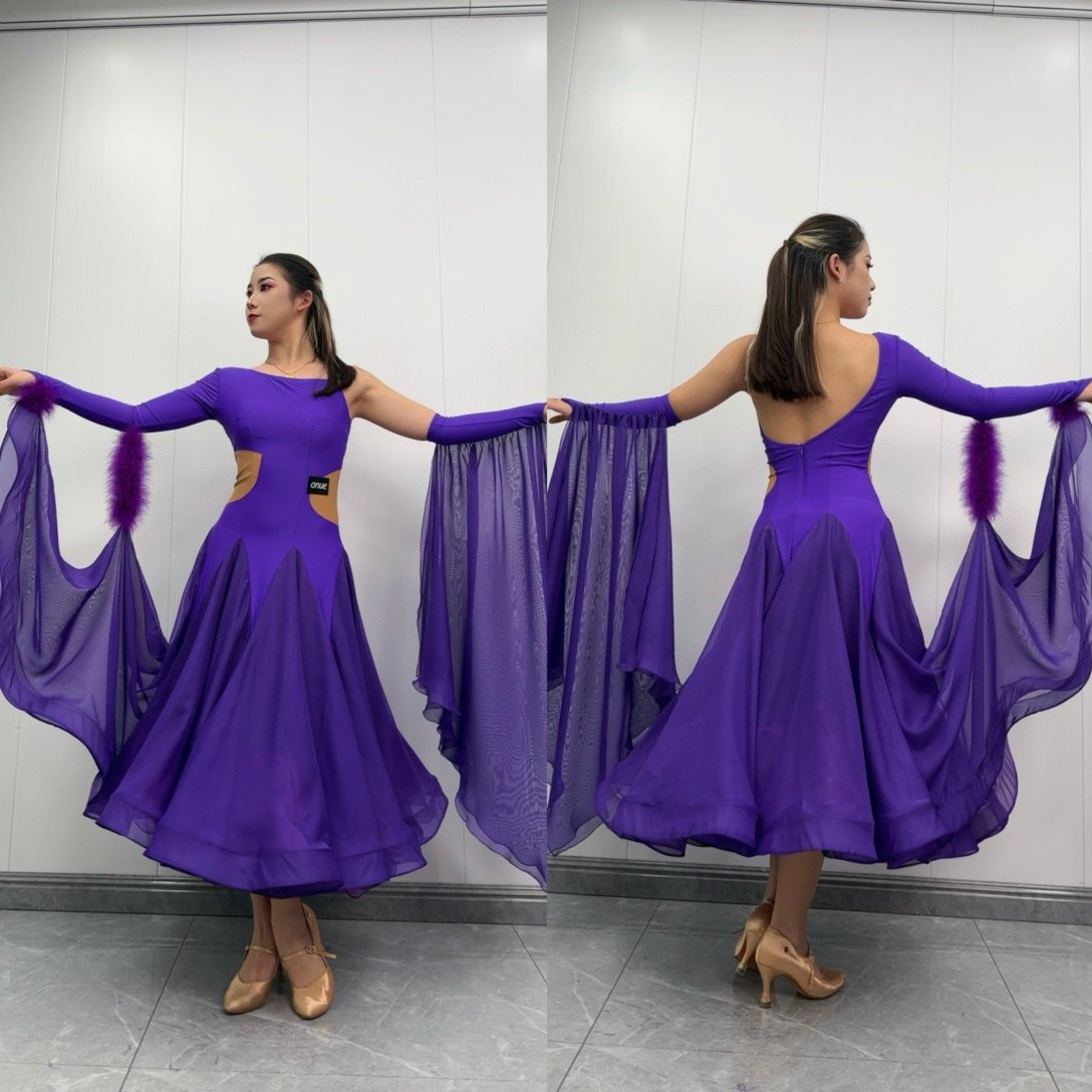 懒猫onue高端定制摩登舞服舞蹈专业艺考服舞台演出服国标舞连衣裙