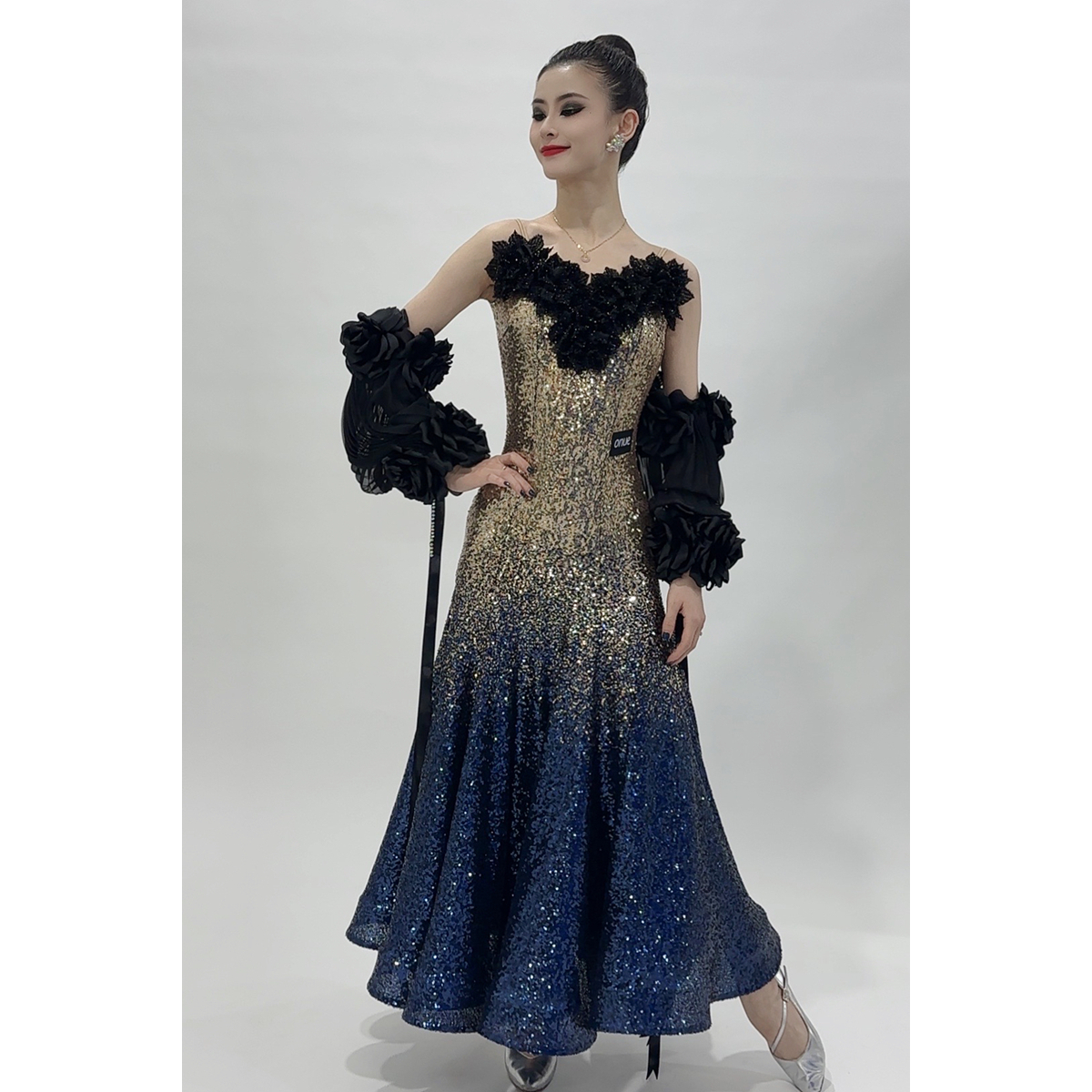 懒猫onue高端定制【MM754】摩登舞连衣裙 法式亮片国标舞表演舞裙