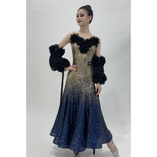 懒猫onue高端定制【MM754】摩登舞连衣裙 法式亮片国标舞表演舞裙