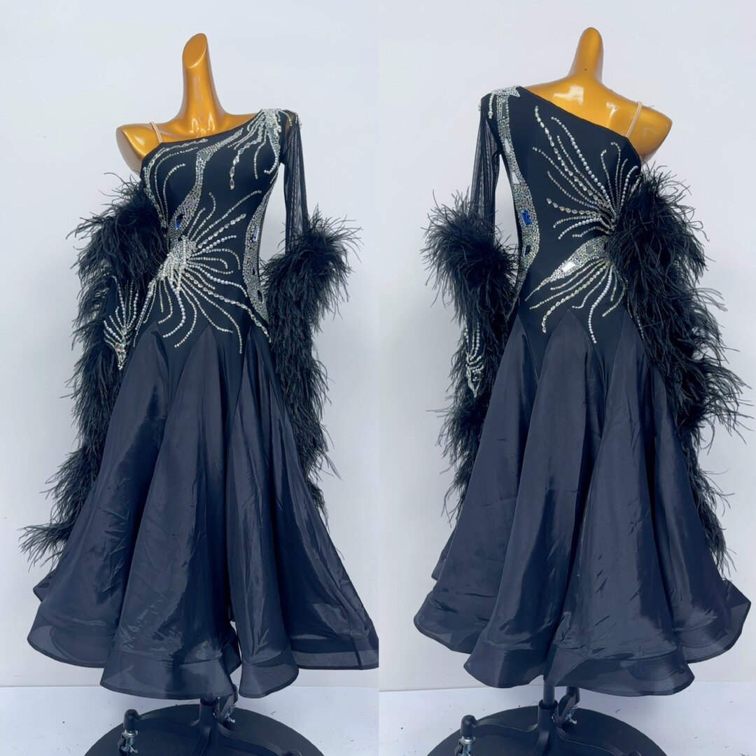 懒猫onue高端定制国标摩登舞服专业比赛服表演服连衣裙华尔兹赛裙