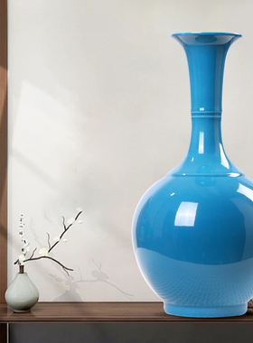 家居装饰瓷器绿色蓝色红色插花花瓶客厅颜色釉清新迷你禅意花瓶10